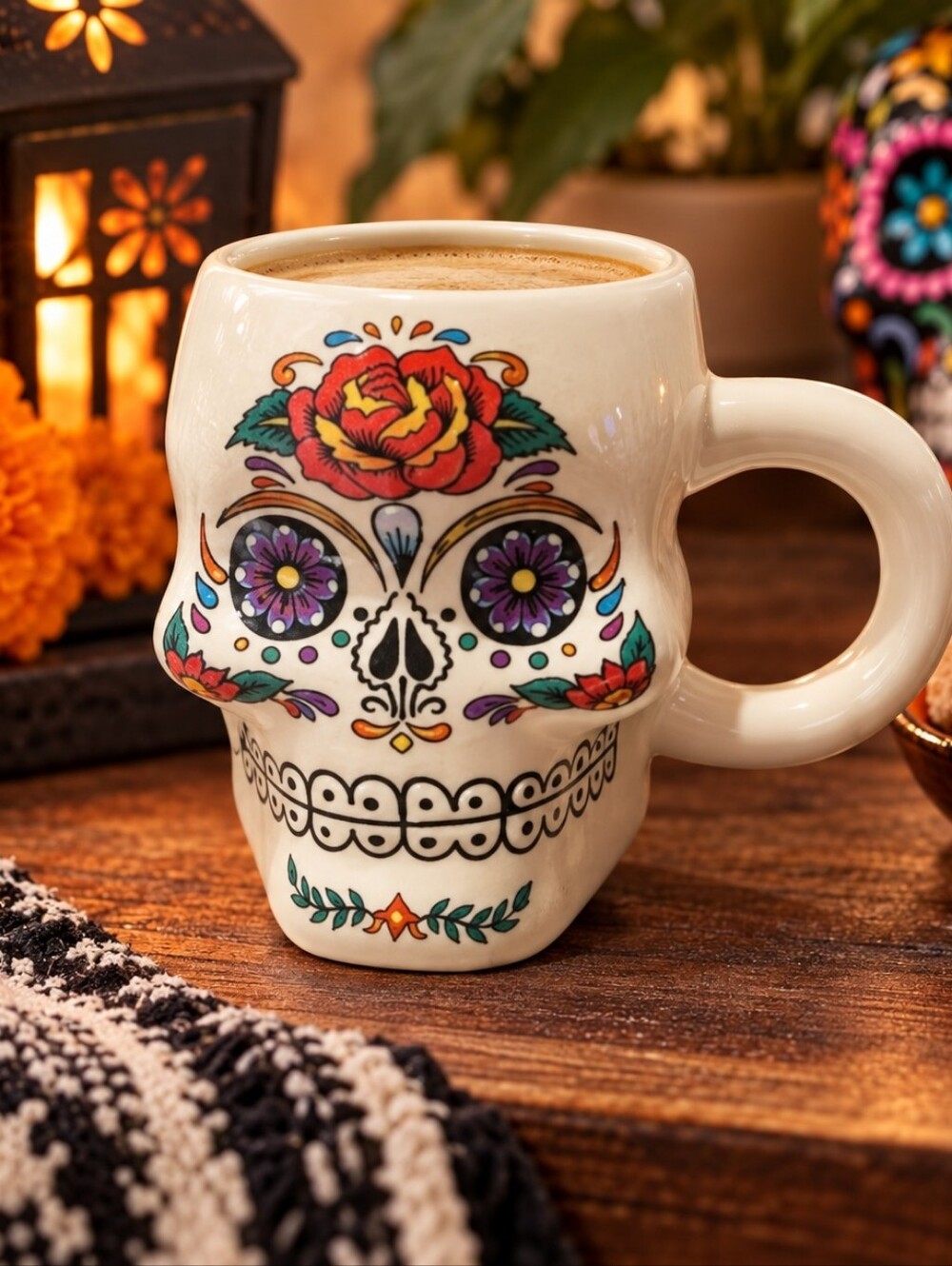 NIB Sugar Skull Día de los Muertos Ceramic Coffee Mug
